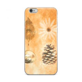 iPhone Phone Case Cover Pine Cone Leaf Shell Flower Print Beige Gold Brown Nature Art Print Old Antique Vintage