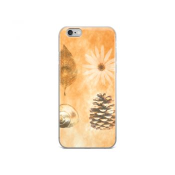 iPhone Phone Case Cover Pine Cone Leaf Shell Flower Print Beige Gold Brown Nature Art Print Old Antique Vintage