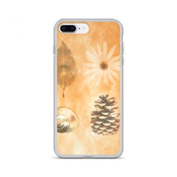 iPhone Phone Case Cover Pine Cone Leaf Shell Flower Print Beige Gold Brown Nature Art Print Old Antique Vintage