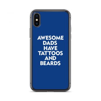 iPhone Phone Case Cover Royal Blue - Awesome Dads Have Tattoos and Beards