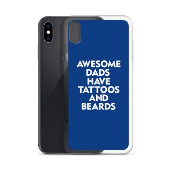 iPhone Phone Case Cover Royal Blue - Awesome Dads Have Tattoos and Beards