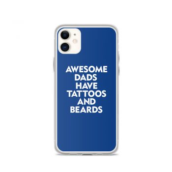 iPhone Phone Case Cover Royal Blue - Awesome Dads Have Tattoos and Beards