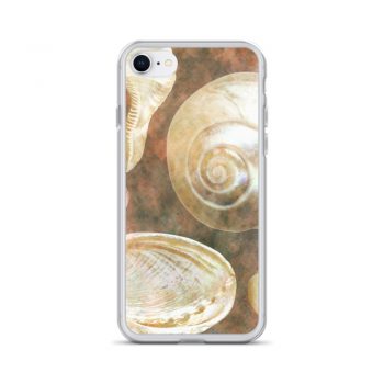 iPhone Phone Case Cover Sea Shells Seashells Ocean Grey Silver Beige Sand Art Print Old Antique Vintage