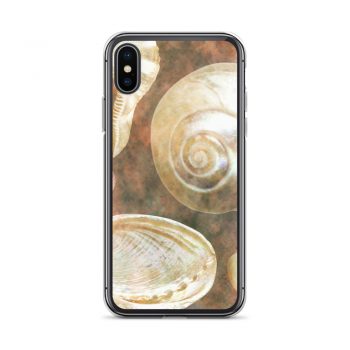 iPhone Phone Case Cover Sea Shells Seashells Ocean Grey Silver Beige Sand Art Print Old Antique Vintage