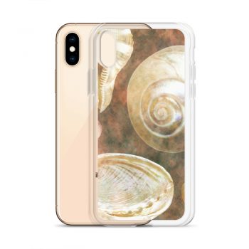 iPhone Phone Case Cover Sea Shells Seashells Ocean Grey Silver Beige Sand Art Print Old Antique Vintage