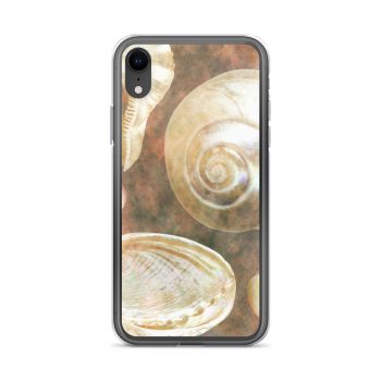 iPhone Phone Case Cover Sea Shells Seashells Ocean Grey Silver Beige Sand Art Print Old Antique Vintage