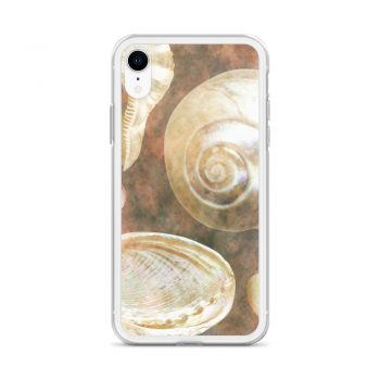 iPhone Phone Case Cover Sea Shells Seashells Ocean Grey Silver Beige Sand Art Print Old Antique Vintage