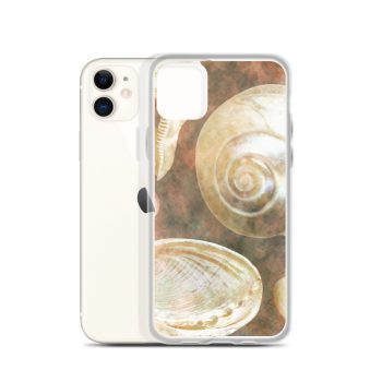 iPhone Phone Case Cover Sea Shells Seashells Ocean Grey Silver Beige Sand Art Print Old Antique Vintage