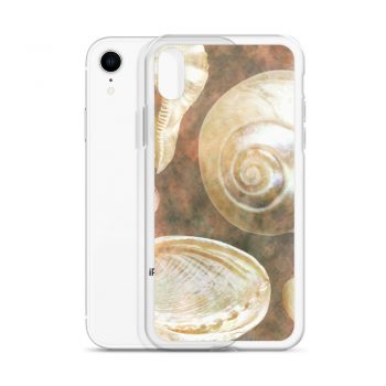 iPhone Phone Case Cover Sea Shells Seashells Ocean Grey Silver Beige Sand Art Print Old Antique Vintage