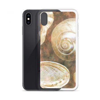 iPhone Phone Case Cover Sea Shells Seashells Ocean Grey Silver Beige Sand Art Print Old Antique Vintage