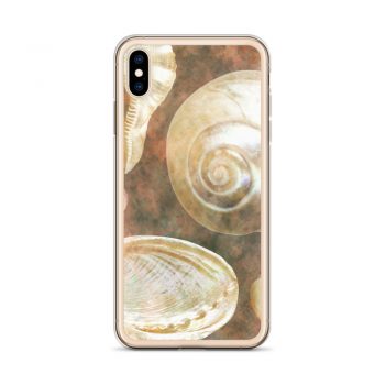 iPhone Phone Case Cover Sea Shells Seashells Ocean Grey Silver Beige Sand Art Print Old Antique Vintage