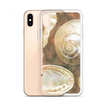 iPhone Phone Case Cover Sea Shells Seashells Ocean Grey Silver Beige Sand Art Print Old Antique Vintage