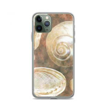 iPhone Phone Case Cover Sea Shells Seashells Ocean Grey Silver Beige Sand Art Print Old Antique Vintage