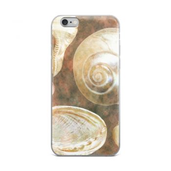 iPhone Phone Case Cover Sea Shells Seashells Ocean Grey Silver Beige Sand Art Print Old Antique Vintage