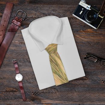 Necktie Wheat Field Green Beige Landscape Nature Art Print Old Antique Vintage