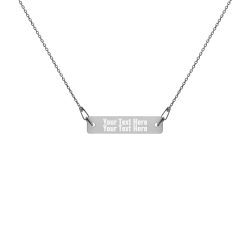 Personalized Engraved Silver Bar Chain Necklace 2 Lines – Oswald Font Personalize Custom Add Your Own Text