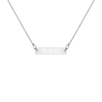 Personalized Engraved Silver Bar Chain Necklace 2 Lines – Oswald Font Personalize Custom Add Your Own Text