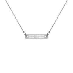 Personalized Engraved Silver Bar Chain Necklace 2 Lines – Vollkorn Font Personalize Custom Add Your Own Text