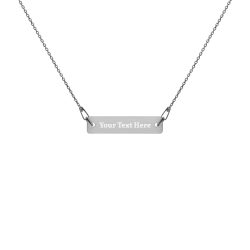 Personalized Engraved Silver Bar Chain Necklace – Vollkorn Font Personalize Custom Add Your Own Text