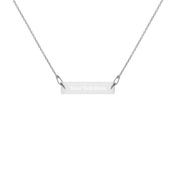 Personalized Engraved Silver Bar Chain Necklace – Vollkorn Font Personalize Custom Add Your Own Text