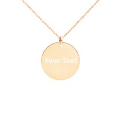 Personalized Engraved Silver Disc Necklace – Vollkorn Font Personalize Custom Add Your Own Text