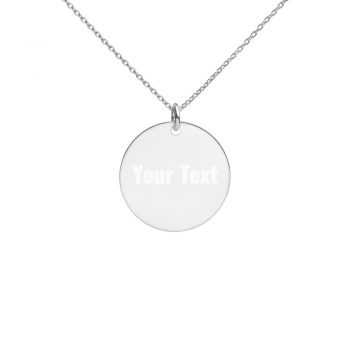 Personalized Engraved Silver Disc Necklace – Oswald Font Personalize Custom Add Your Own Text