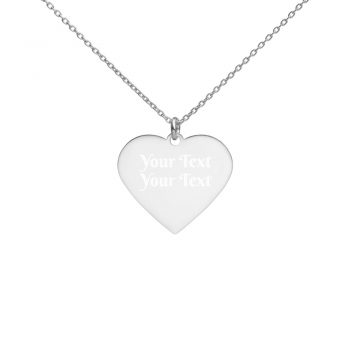 Personalized Engraved Silver Heart Necklace 2 Lines - Berkshire Font Personalize Custom Add Your Own Text