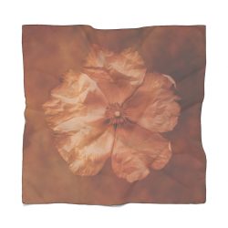 Poly Scarf Chiffon Flower Art Print Old Antique Vintage Botanical Tan Beige Brown