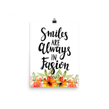 Poster Wall Art Portrait Print - Smiles are Always in Fashion - Watercolor Red Orange Flowers