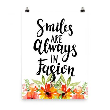 Poster Wall Art Portrait Print - Smiles are Always in Fashion - Watercolor Red Orange Flowers