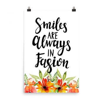 Poster Wall Art Portrait Print - Smiles are Always in Fashion - Watercolor Red Orange Flowers