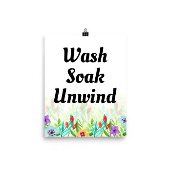 Poster Watercolor Colorful Flowers Wash Soak Unwind Wall Art Portrait Print - Add Your Own 3 Words Text - Personalize Customize