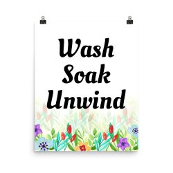 Poster Watercolor Colorful Flowers Wash Soak Unwind Wall Art Portrait Print - Add Your Own 3 Words Text - Personalize Customize