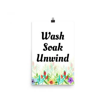 Poster Watercolor Colorful Flowers Wash Soak Unwind Wall Art Portrait Print - Add Your Own 3 Words Text - Personalize Customize