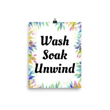 Poster Watercolor Green Blue Pink Teal Leaves Wash Soak Unwind Wall Art Portrait Print - Add Your Own 3 Words Text - Personalize Customize