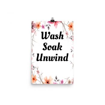 Poster Watercolor Mauve Orange Pink Flowers Wash Soak Unwind Wall Art Portrait Print - Add Your Own 3 Words Text - Personalize Customize