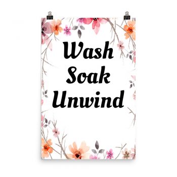 Poster Watercolor Mauve Orange Pink Flowers Wash Soak Unwind Wall Art Portrait Print - Add Your Own 3 Words Text - Personalize Customize