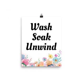 Poster Watercolor Pink Blue Orange Yellow Flowers Wash Soak Unwind Portrait Print - Add Your Own 3 Words Text - Personalize Customize