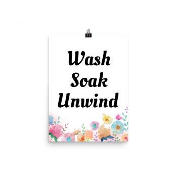 Poster Watercolor Pink Blue Orange Yellow Flowers Wash Soak Unwind Portrait Print - Add Your Own 3 Words Text - Personalize Customize