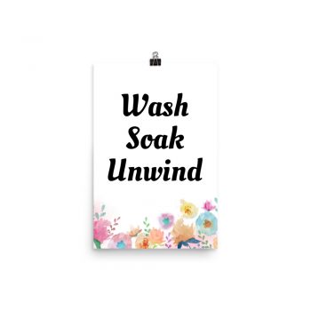 Poster Watercolor Pink Blue Orange Yellow Flowers Wash Soak Unwind Portrait Print - Add Your Own 3 Words Text - Personalize Customize