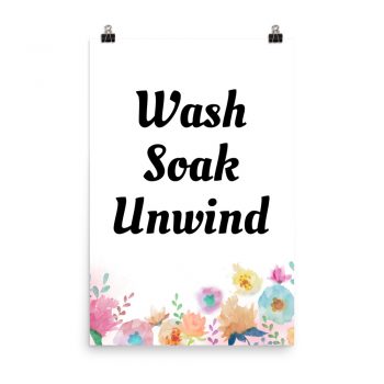 Poster Watercolor Pink Blue Orange Yellow Flowers Wash Soak Unwind Portrait Print - Add Your Own 3 Words Text - Personalize Customize