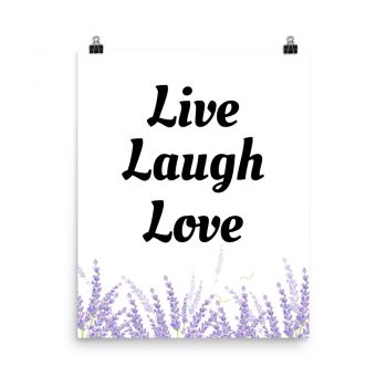 Poster Watercolor Purple Lilac Lavender Flowers Live Laugh Love Portrait Print - Add Your Own 3 Words Text - Personalize Customize