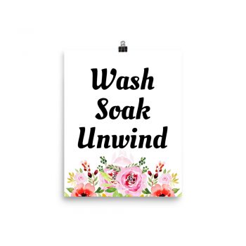 Poster Watercolor Red and Pink Flowers Wash Soak Unwind Portrait Print - Add Your Own 3 Words Text - Personalize Customize