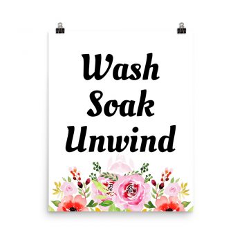 Poster Watercolor Red and Pink Flowers Wash Soak Unwind Portrait Print - Add Your Own 3 Words Text - Personalize Customize