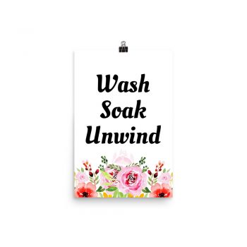 Poster Watercolor Red and Pink Flowers Wash Soak Unwind Portrait Print - Add Your Own 3 Words Text - Personalize Customize