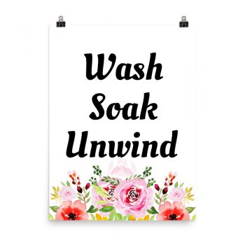 Poster Watercolor Red and Pink Flowers Wash Soak Unwind Portrait Print - Add Your Own 3 Words Text - Personalize Customize