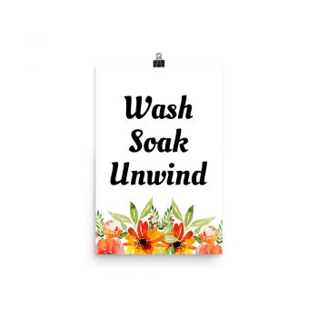 Poster Watercolor Red Orange Flowers Wash Soak Unwind Wall Art Portrait Print - Add Your Own 3 Words Text - Personalize Customize