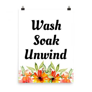 Poster Watercolor Red Orange Flowers Wash Soak Unwind Wall Art Portrait Print - Add Your Own 3 Words Text - Personalize Customize