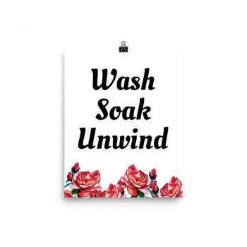 Poster Watercolor Red Roses Flowers Wash Soak Unwind Portrait Print - Add Your Own 3 Words Text - Personalize Customize