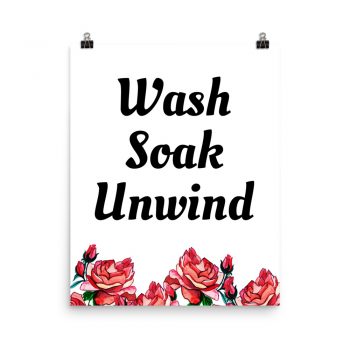 Poster Watercolor Red Roses Flowers Wash Soak Unwind Portrait Print - Add Your Own 3 Words Text - Personalize Customize